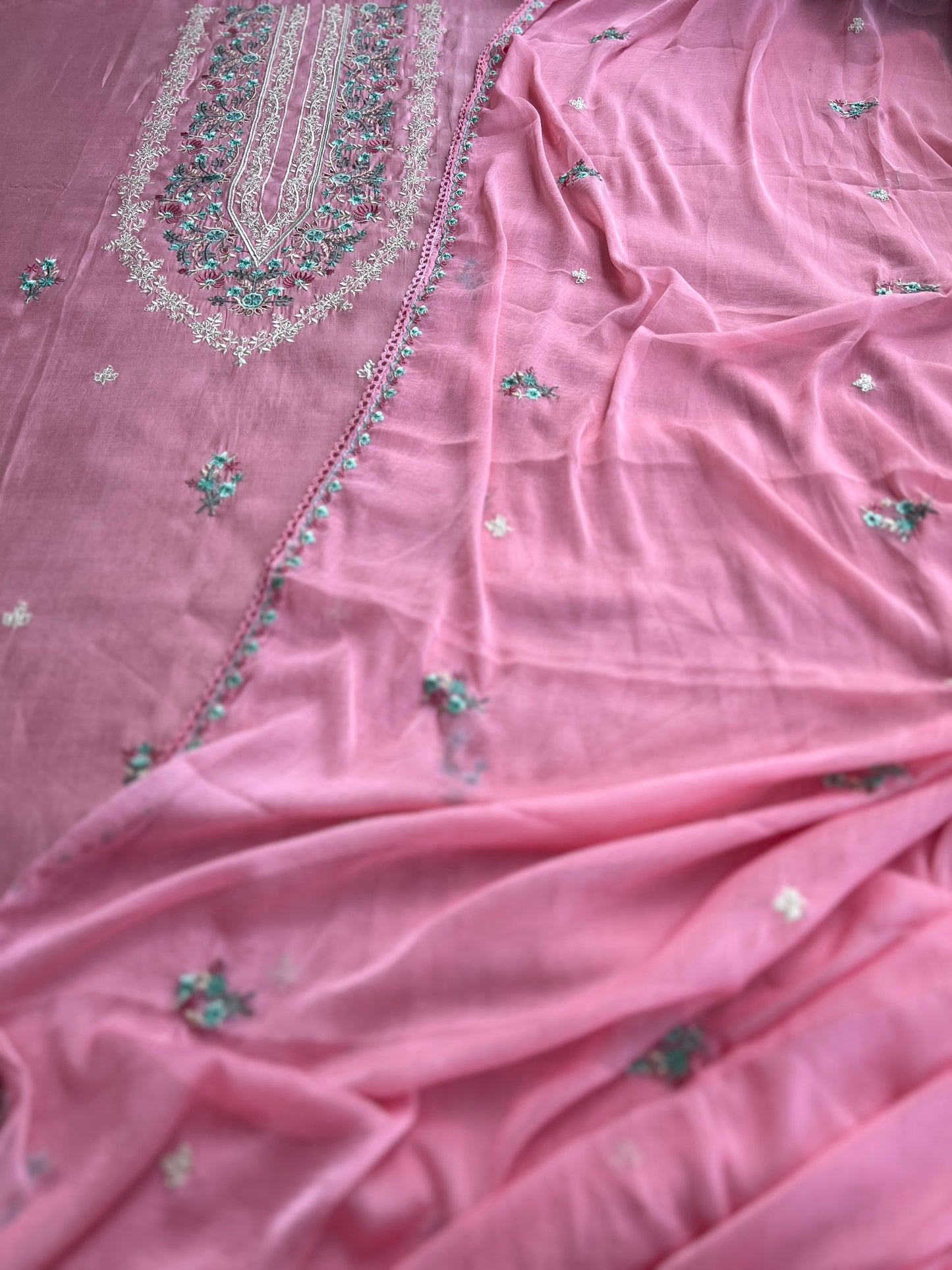Timeless Mal Chanderi Suit with Delicate Embroidery & Chiffon Dupatta