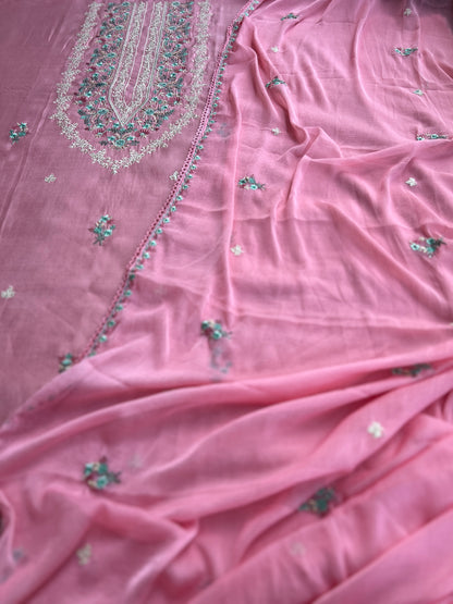 Timeless Mal Chanderi Suit with Delicate Embroidery & Chiffon Dupatta