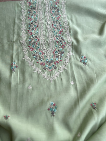 Timeless Mal Chanderi Suit with Delicate Embroidery & Chiffon Dupatta