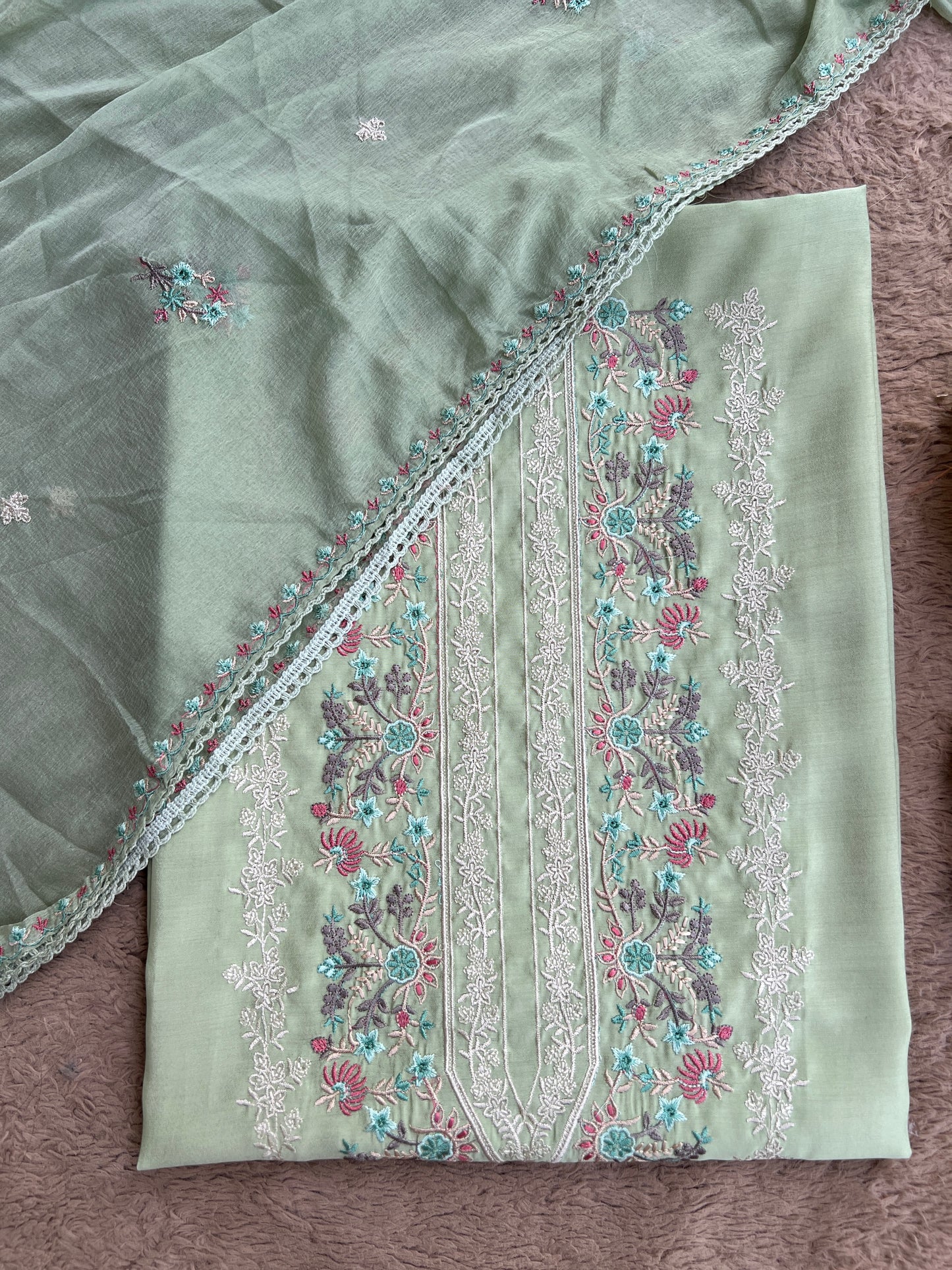 Timeless Mal Chanderi Suit with Delicate Embroidery & Chiffon Dupatta