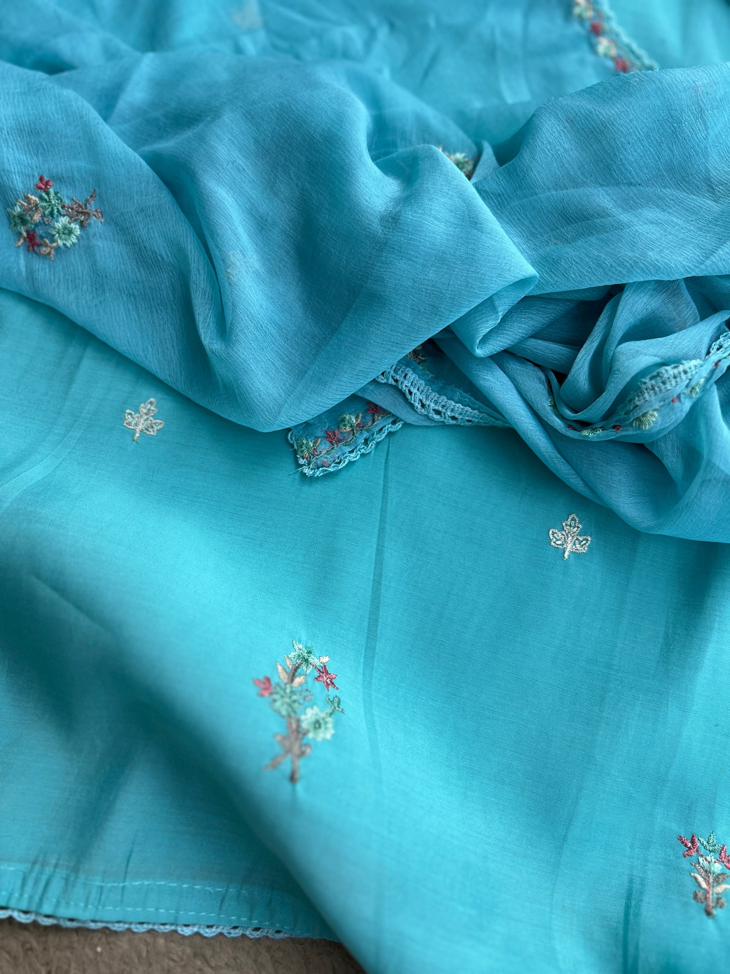 Timeless Mal Chanderi Suit with Delicate Embroidery & Chiffon Dupatta