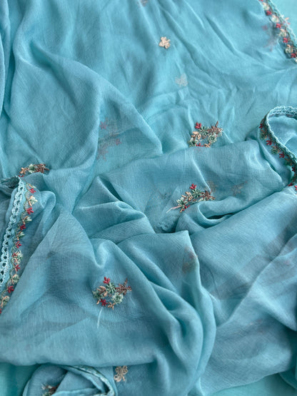 Timeless Mal Chanderi Suit with Delicate Embroidery & Chiffon Dupatta