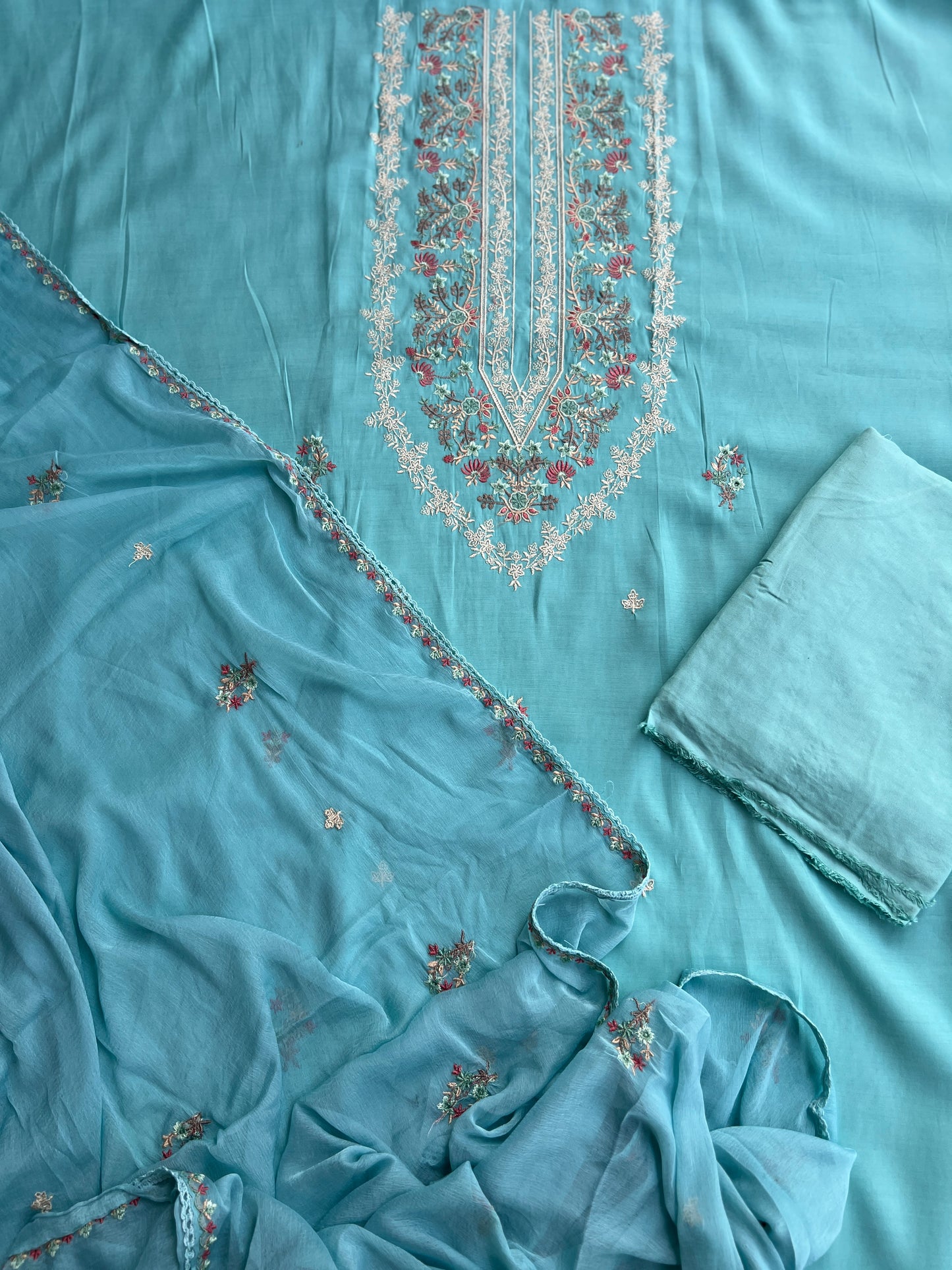 Timeless Mal Chanderi Suit with Delicate Embroidery & Chiffon Dupatta