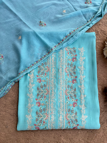 Timeless Mal Chanderi Suit with Delicate Embroidery & Chiffon Dupatta