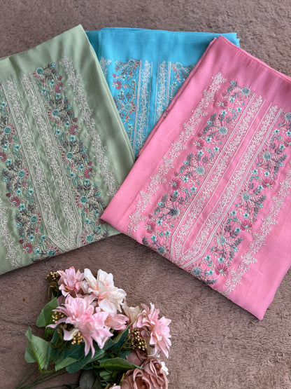 Timeless Mal Chanderi Suit with Delicate Embroidery & Chiffon Dupatta