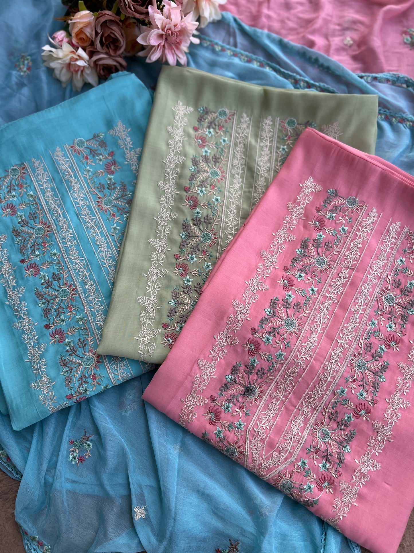 Timeless Mal Chanderi Suit with Delicate Embroidery & Chiffon Dupatta