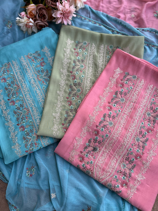 Timeless Mal Chanderi Suit with Delicate Embroidery & Chiffon Dupatta