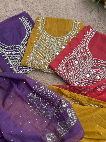 Mirror Embroidered Mal Chanderi with Mukesh Elegance
