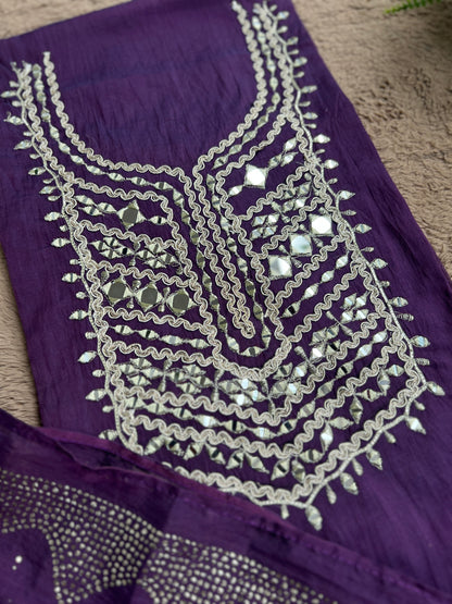 Mirror Embroidered Mal Chanderi with Mukesh Elegance