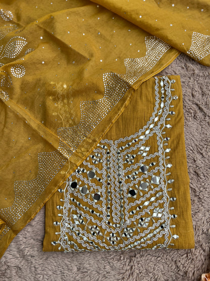 Mirror Embroidered Mal Chanderi with Mukesh Elegance