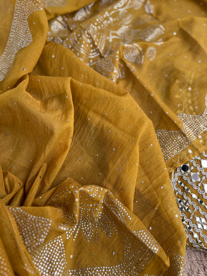 Mirror Embroidered Mal Chanderi with Mukesh Elegance