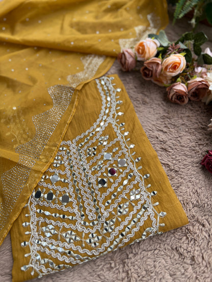 Mirror Embroidered Mal Chanderi with Mukesh Elegance