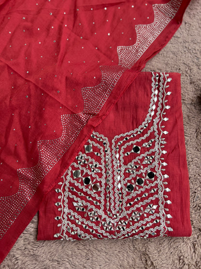 Mirror Embroidered Mal Chanderi with Mukesh Elegance