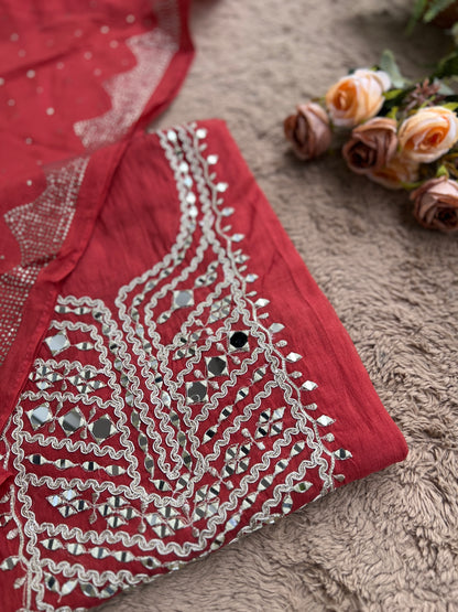 Mirror Embroidered Mal Chanderi with Mukesh Elegance