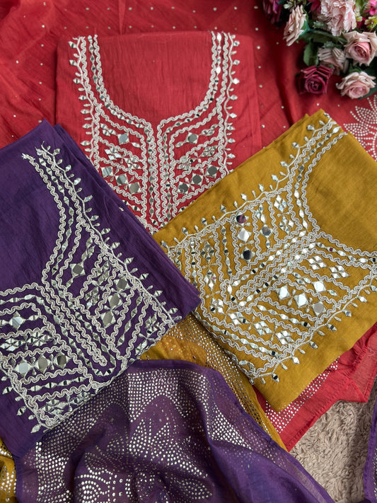 Mirror Embroidered Mal Chanderi with Mukesh Elegance