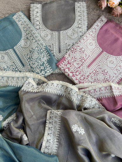 Luxe Shimmer Silk with Lace & Embroidered Detailing