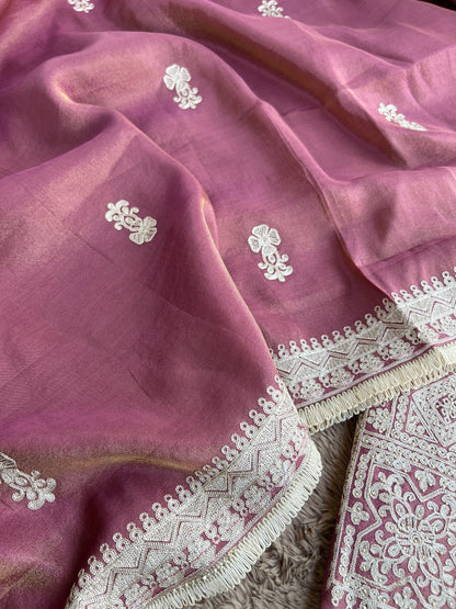 Luxe Shimmer Silk with Lace & Embroidered Detailing