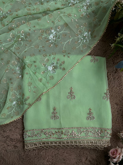 Exquisite Georgette Ensemble with Handcrafted Elegance