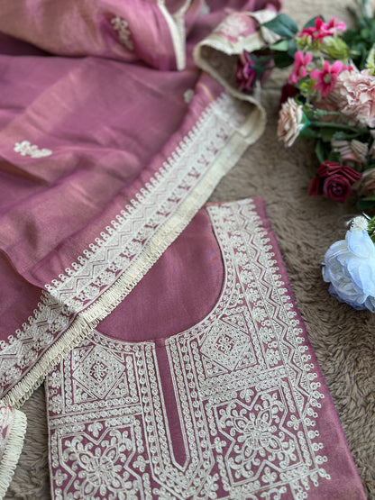 Luxe Shimmer Silk with Lace & Embroidered Detailing