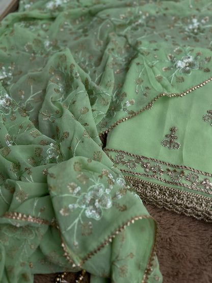 Exquisite Georgette Ensemble with Handcrafted Elegance