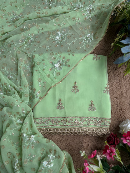 Dazzling Georgette Handwork Suit with a Show-Stopping Dupatta Ensemble