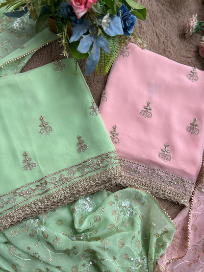 Dazzling Georgette Handwork Suit with a Show-Stopping Dupatta Ensemble