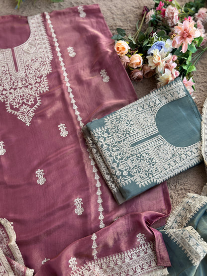 Luxe Shimmer Silk with Lace & Embroidered Detailing