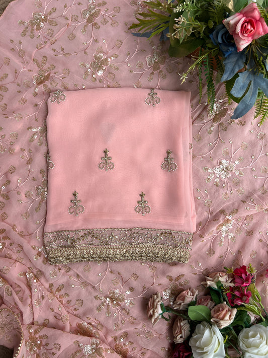 Dazzling Georgette Handwork Suit with a Show-Stopping Dupatta Ensemble