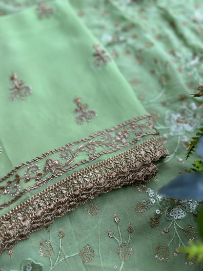 Exquisite Georgette Ensemble with Handcrafted Elegance