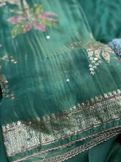 Jacquard Shimmer Silk Floral Salwar suit