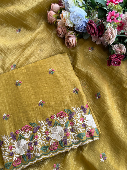 🌸 Luxe Crushed Shimmer Silk with Embroidered Dupatta 🌸