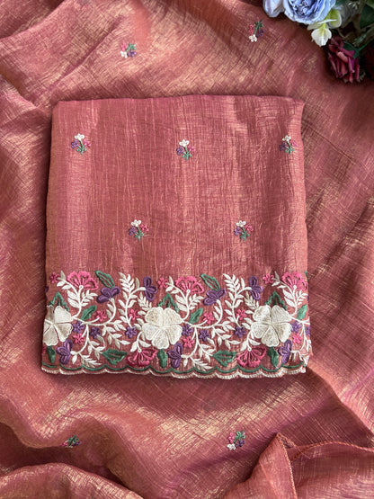 🌸 Luxe Crushed Shimmer Silk with Embroidered Dupatta 🌸