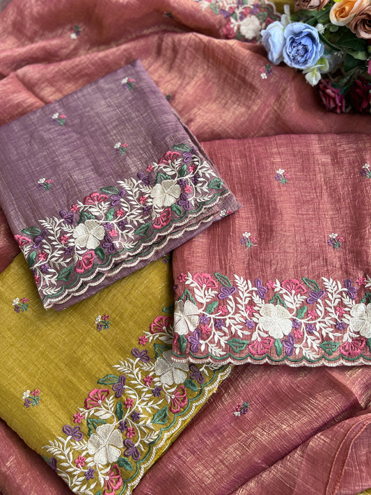 🌸 Luxe Crushed Shimmer Silk with Embroidered Dupatta 🌸