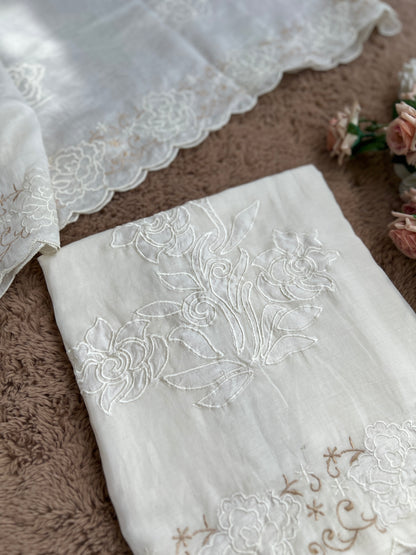Exquisite Mal Cotton Elegance Floral Embroidered Suit