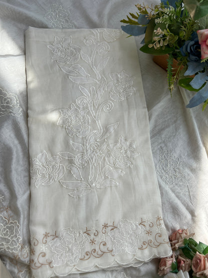 Exquisite Mal Cotton Elegance Floral Embroidered Suit