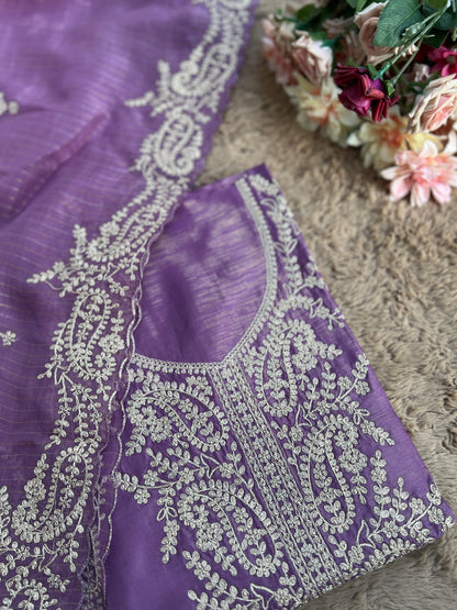 Shimmer Crepe with Exquisite Code Work & Tissue Organza Embroidered Dupatta