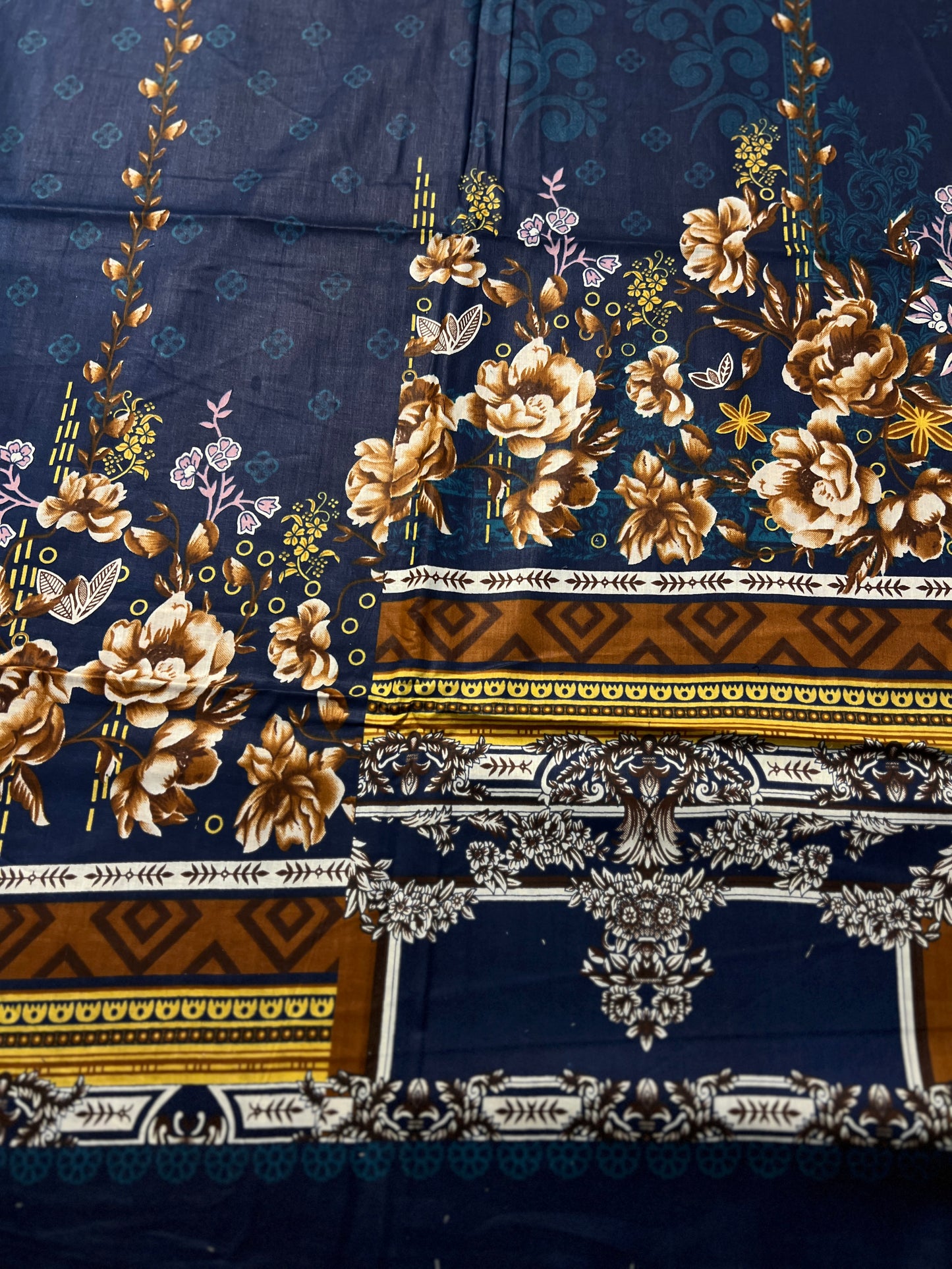 Midnight Navy Floral Printed Cotton Suit Set