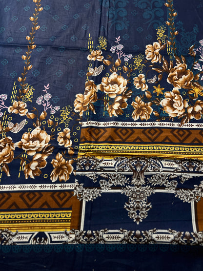 Midnight Navy Floral Printed Cotton Suit Set