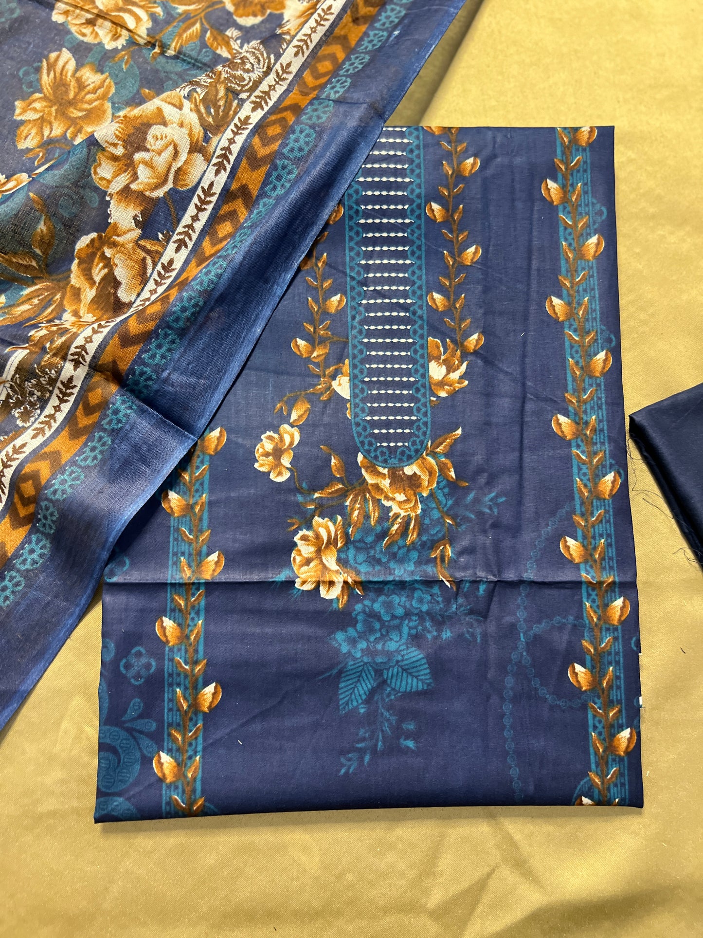 Midnight Navy Floral Printed Cotton Suit Set