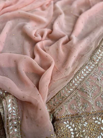 Soft Pink Chiffon Suit Set with Embellished Dupatta