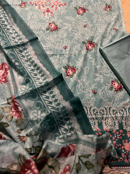 Aqua Blue Karachi Print Cotton Suit – Fresh Summer Dailywear