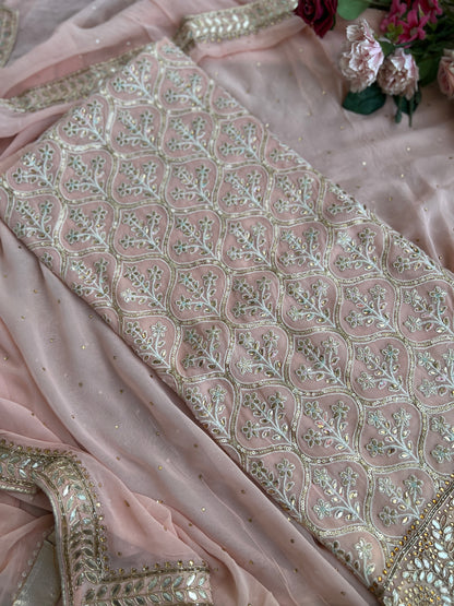 Soft Pink Chiffon Suit Set with Embellished Dupatta