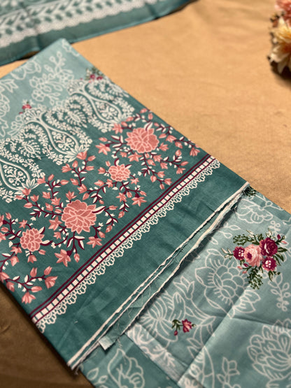 Aqua Blue Karachi Print Cotton Suit – Fresh Summer Dailywear