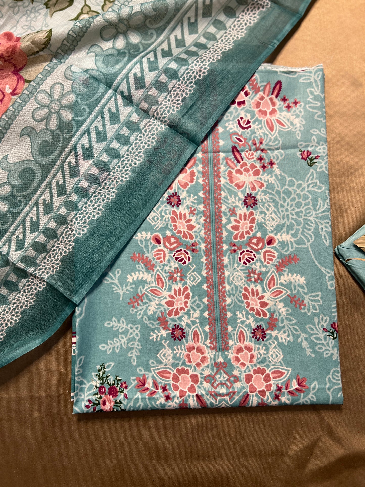 Aqua Blue Karachi Print Cotton Suit – Fresh Summer Dailywear