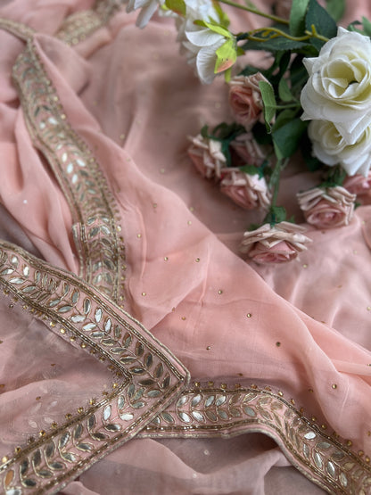 Soft Pink Chiffon Suit Set with Embellished Dupatta