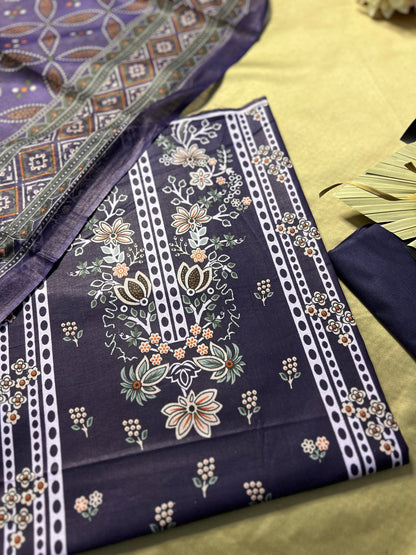 Plum Purple Printed Cotton Suit – Timeless Everyday Style