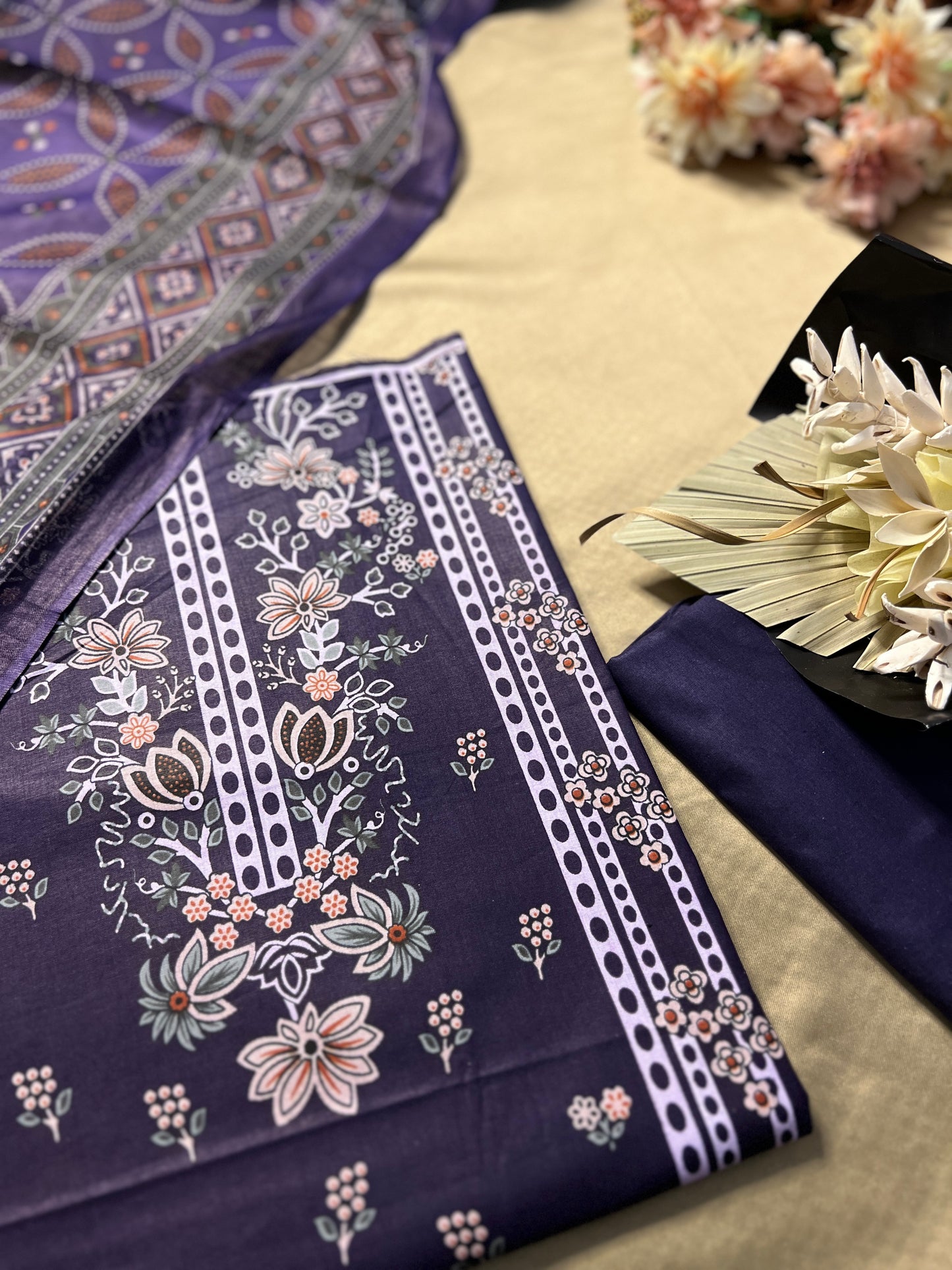 Plum Purple Printed Cotton Suit – Timeless Everyday Style