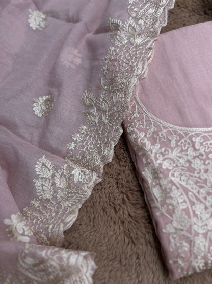 Pastel  Mal Chanderi Embroidered Suit Collection