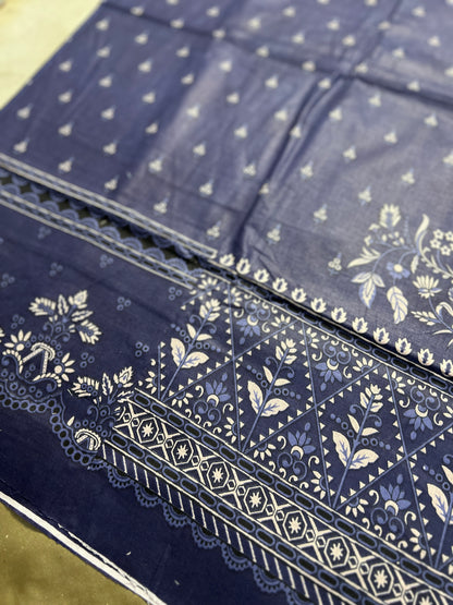 Midnight Blue Karachi Print Cotton Suit – Summer Dailywear Essential