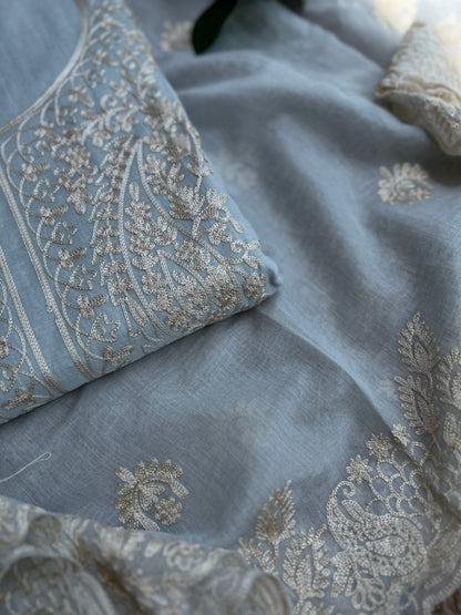 Pastel  Mal Chanderi Embroidered Suit Collection